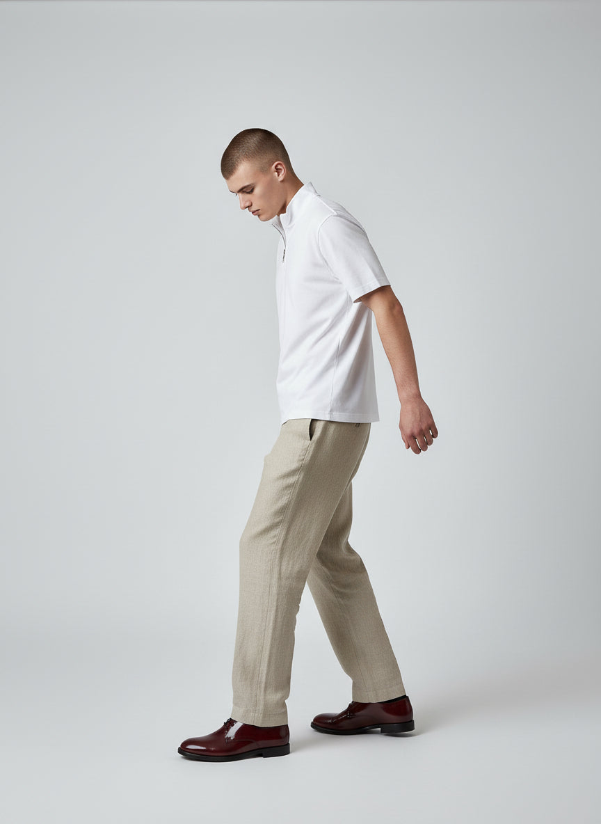 Premium White Half-Zip Polo Shirt – Minimal Contemporary Design