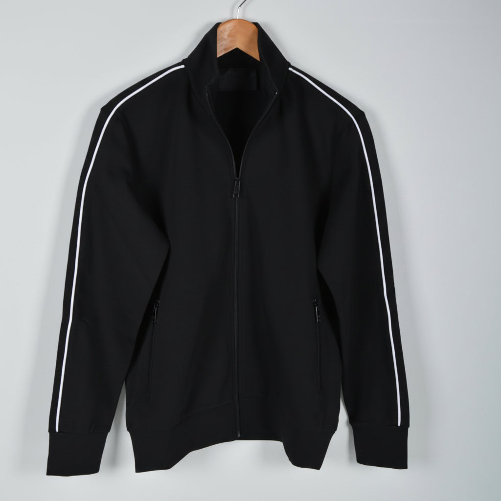 Sport Black Zip-Up Jacket – Contrast Stripe Detail