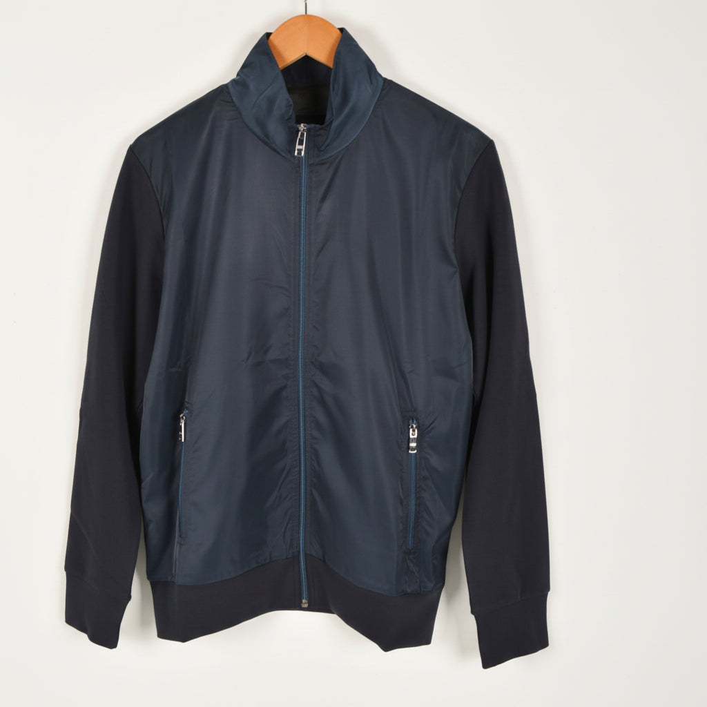 Premium Navy Hybrid Jacket | Contemporary Zip Front