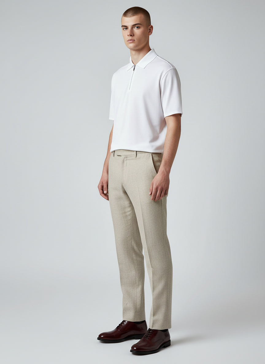 Premium White Half-Zip Polo Shirt – Minimal Contemporary Design