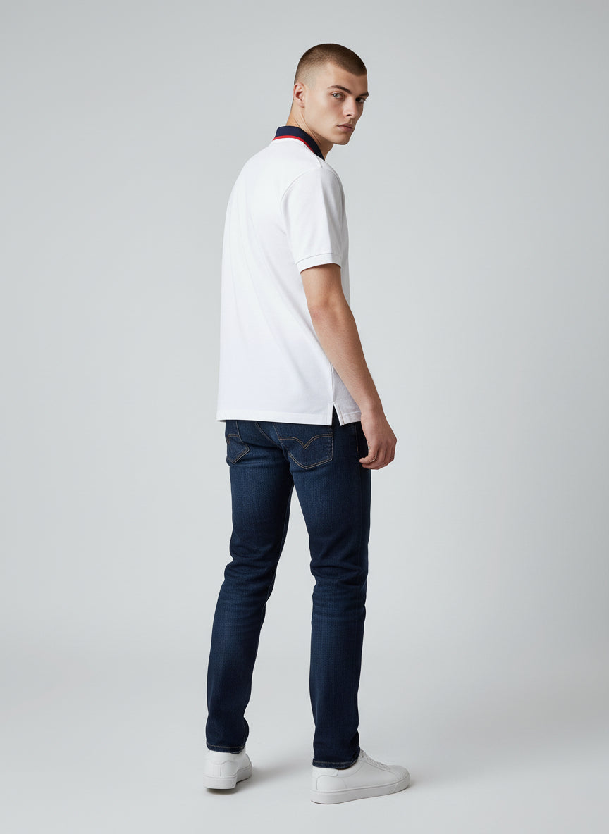 Technical Classic White Polo Shirt – Contrast Collar Detail