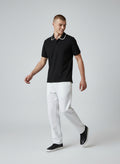 Technical Modern Black Polo with White Trim | Minimal Essential