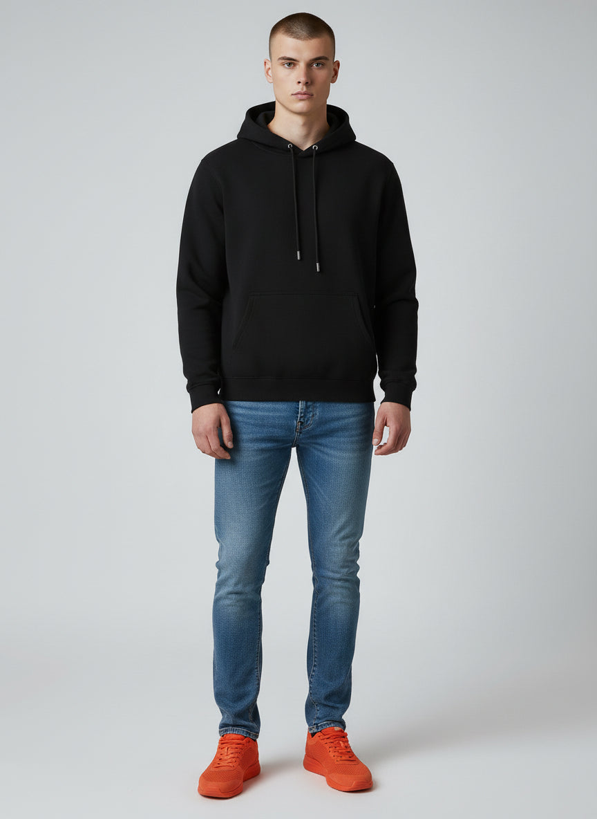 Premium Black Hoodie – Minimal Essential Pullover