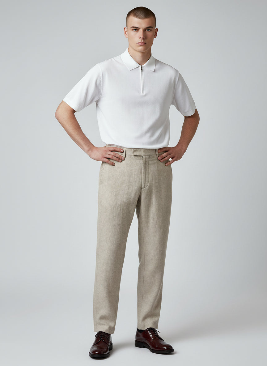 Premium White Half-Zip Polo Shirt – Minimal Contemporary Design