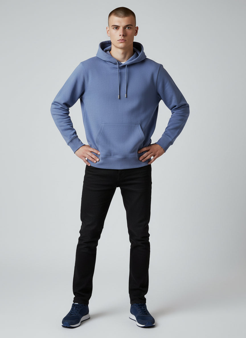 Premium Dusty Blue Hoodie – Minimal Essential Pullover