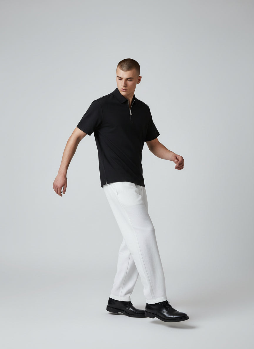 Premium Black Half-Zip Polo Shirt – Minimal Modern Design