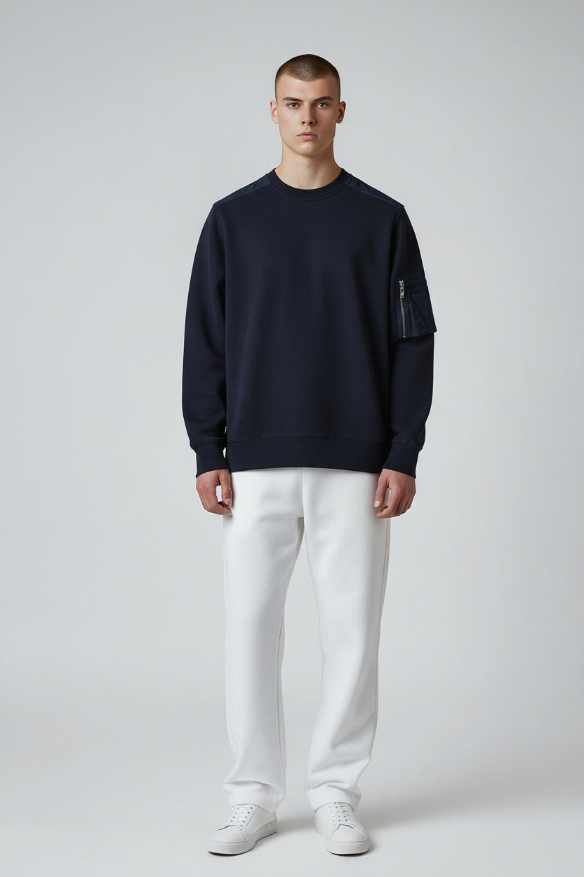Premium Navy Utility Sweatshirt – Modern Minimal Design