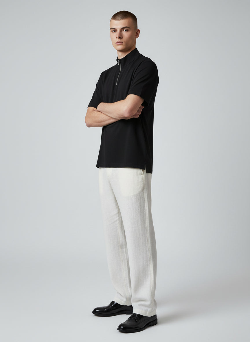 Premium Black Half-Zip Polo Shirt – Minimal Modern Design