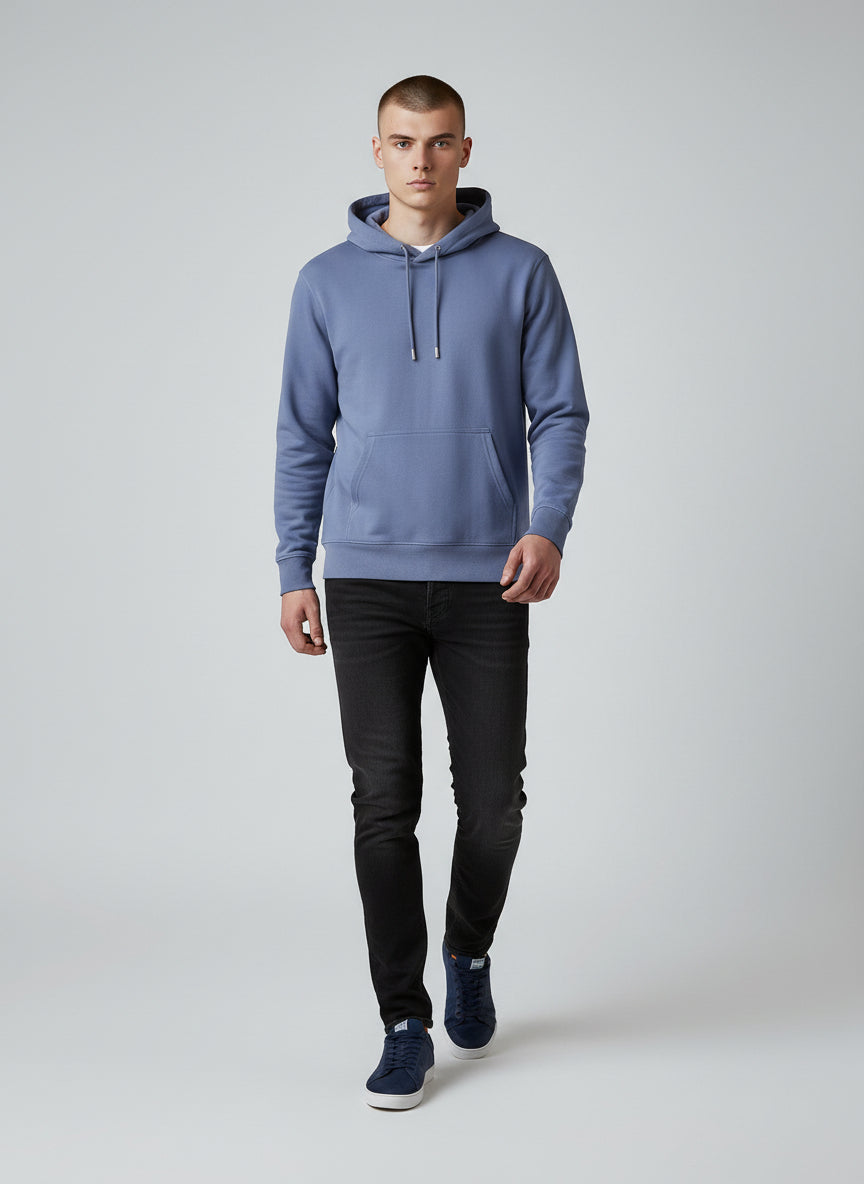 Premium Dusty Blue Hoodie – Minimal Essential Pullover