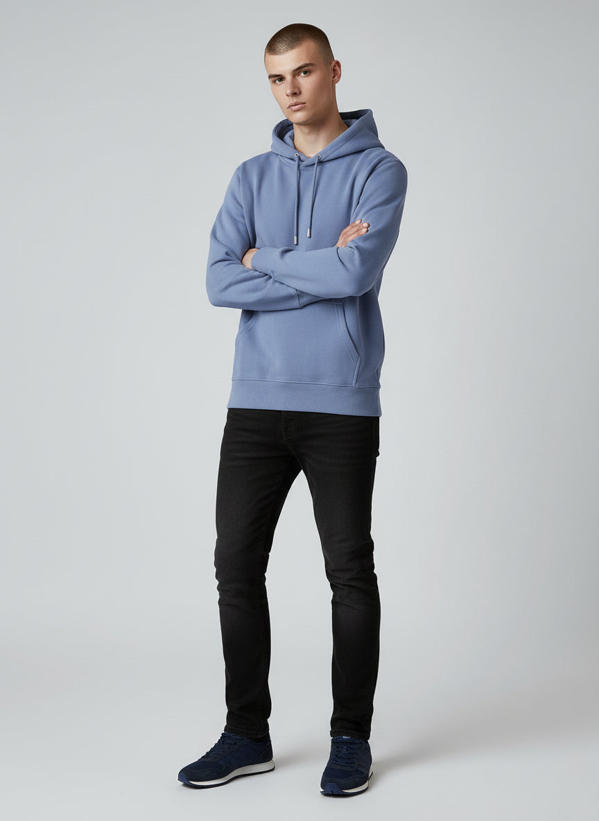 Premium Dusty Blue Hoodie – Minimal Essential Pullover
