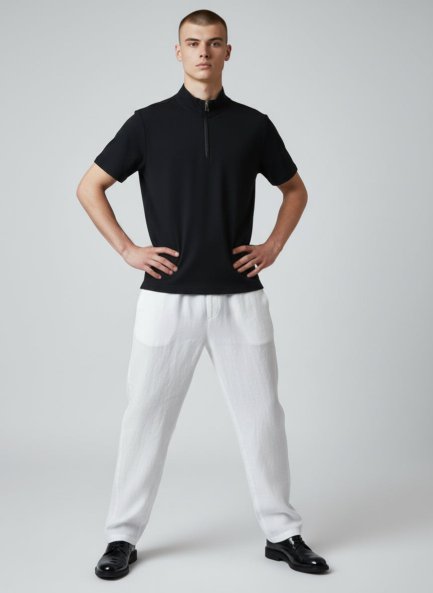 Premium Black Half-Zip Polo Shirt – Minimal Modern Design