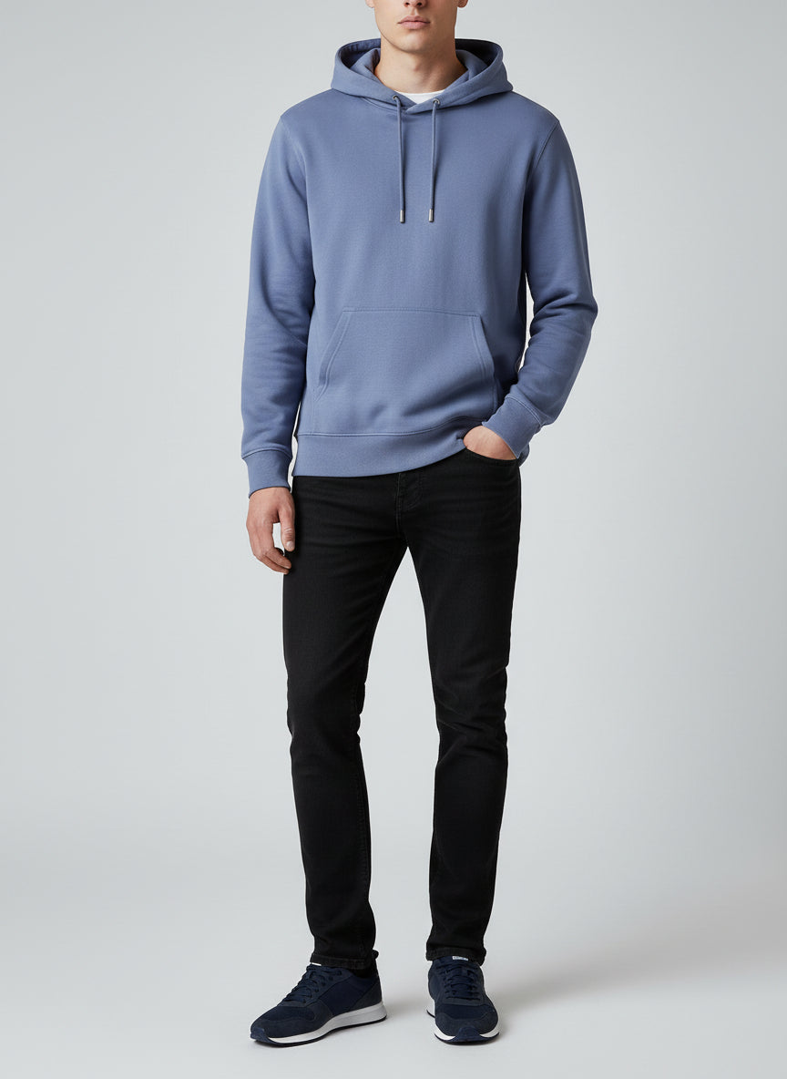 Premium Dusty Blue Hoodie – Minimal Essential Pullover