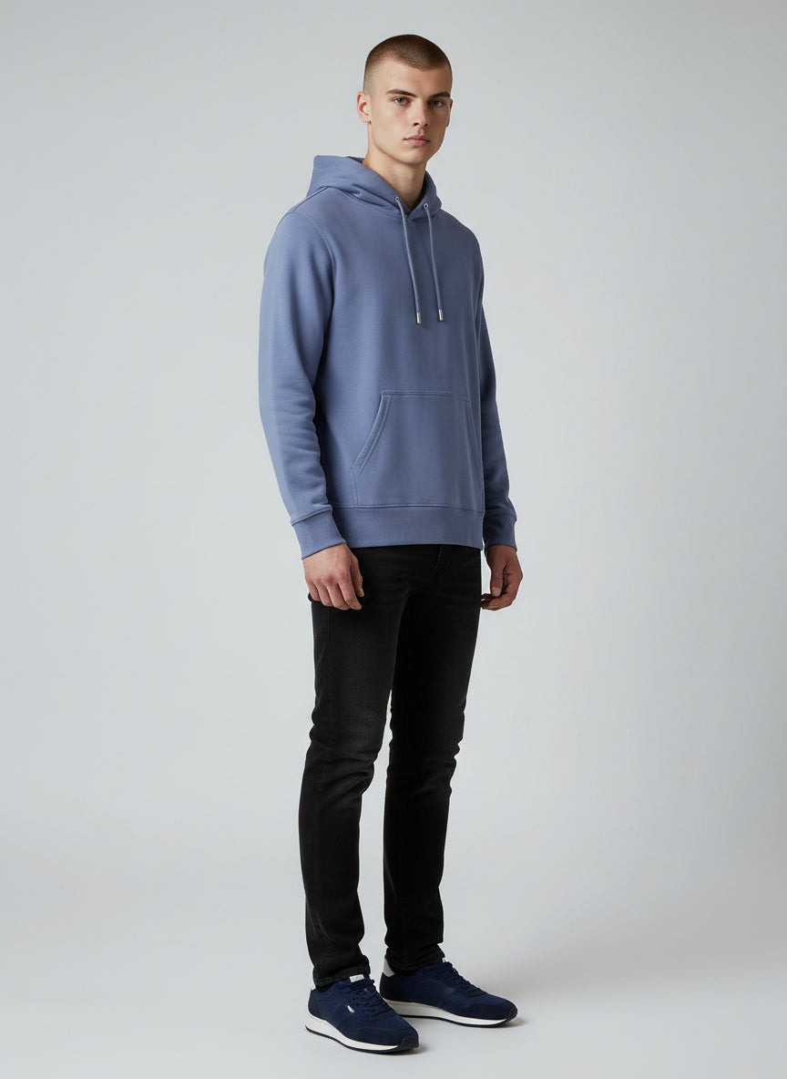 Premium Dusty Blue Hoodie – Minimal Essential Pullover