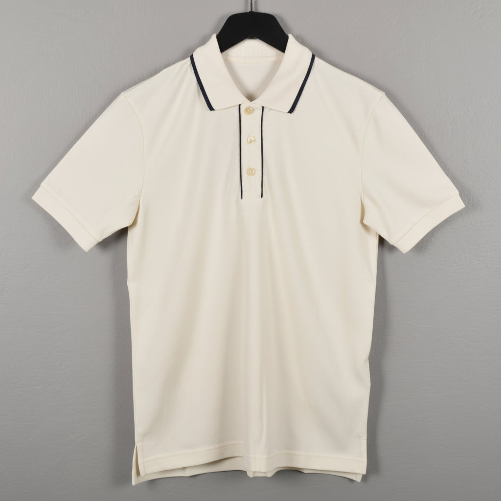 Classic Cream Polo Shirt with Subtle Contrast Collar