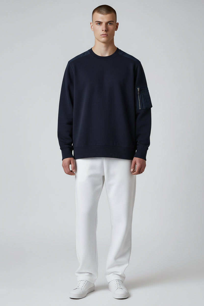 Premium Navy Utility Sweatshirt – Modern Minimal Design