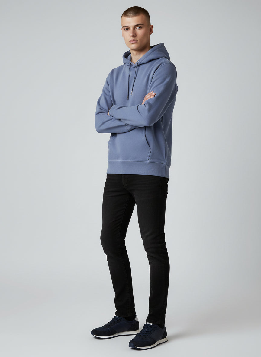 Premium Dusty Blue Hoodie – Minimal Essential Pullover
