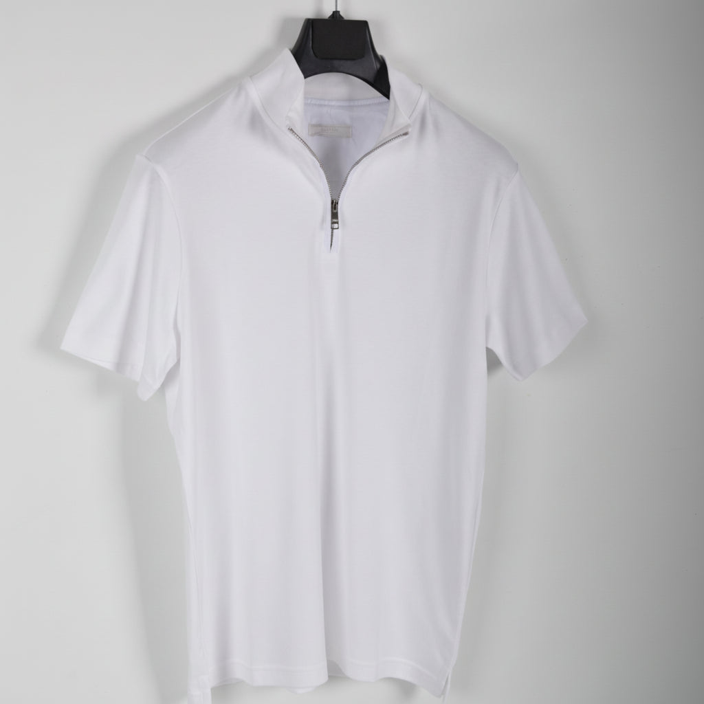 Premium White Half-Zip Polo Shirt – Minimal Contemporary Design