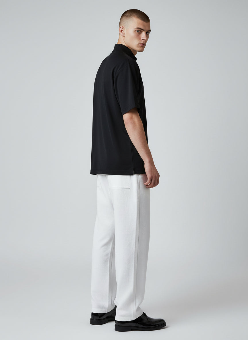 Premium Black Half-Zip Polo Shirt – Minimal Modern Design