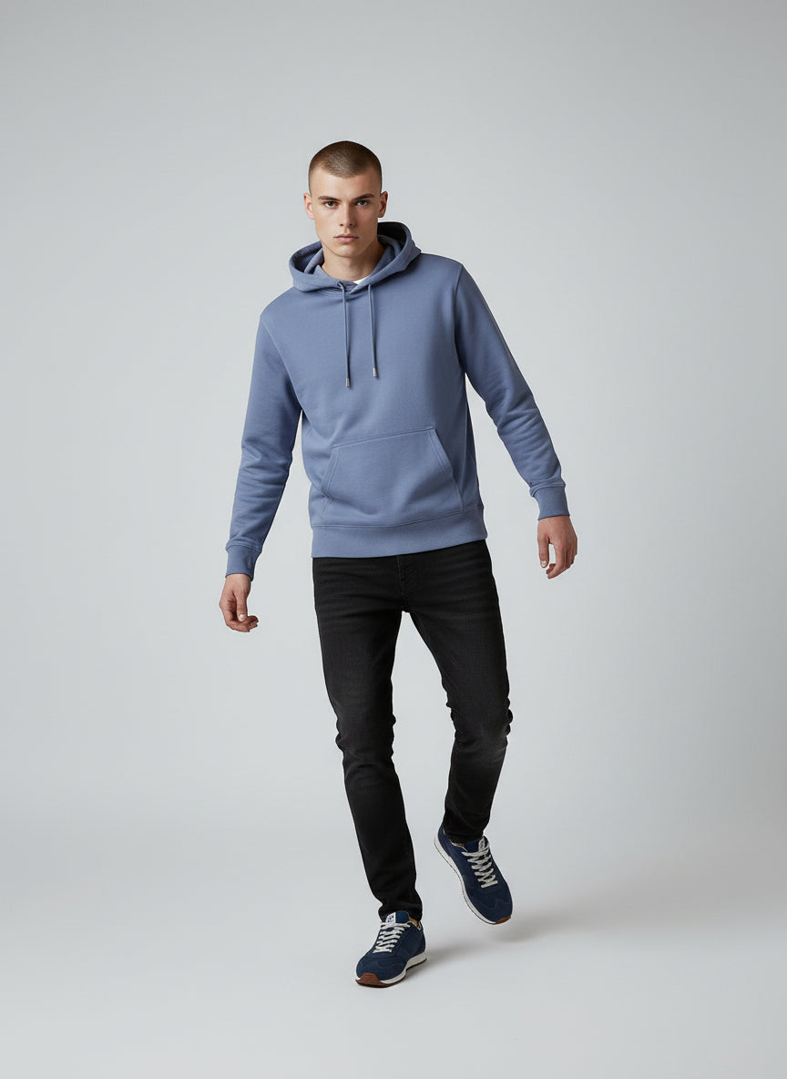 Premium Dusty Blue Hoodie – Minimal Essential Pullover